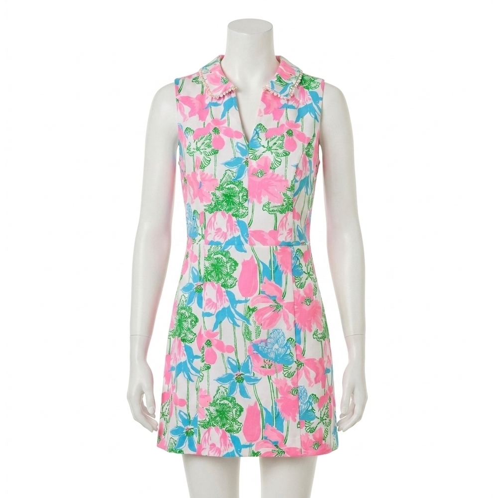 NEW LILLY PULITZER twilla skirted romper in resort white viney liney